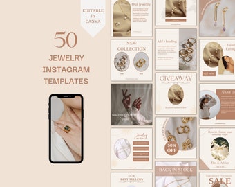 Schmuck Instagram Post Template Canva Minimal Instagram Vorlagen für Jewelry Maker Jewelry Business Marketing für den Verkauf von Schmuck Template