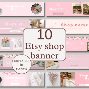 Pink Etsy Banner, Etsy Shop Banner Bundle, Etsy Shop Templates Banner Mockup, Etsy Store Banner, Etsy Branding Kit, Banner Templates Canva
