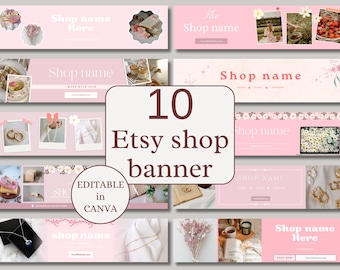 Pink Etsy Banner, Etsy Shop Banner Bundle, Etsy Shop Templates Banner Mockup, Etsy Store Banner, Etsy Branding Kit, Banner Templates Canva