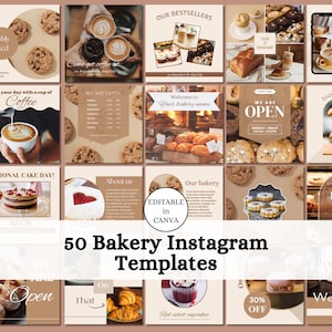 Bäckerei Instagram Post-Vorlagen, Bäckerei Social Media Vorlagen, Cake Shop Marketing, Bäckerei-Menü, Food-Vorlagen, Cafe Instagram-Vorlagen