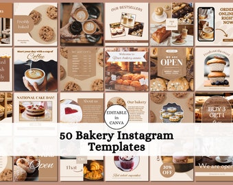 Bakery Instagram Post Templates, Bakery Social Media Templates, Cake Shop Marketing, Bakery Menu, Food Templates, Cafe Instagram Templates