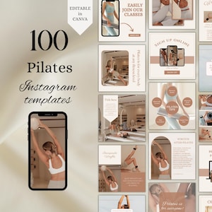 Pilates Instagram Post Templates Canva Editable Templates for Pilates Instructor Coach Neutral Pilates Templates Reformer Studio Marketing