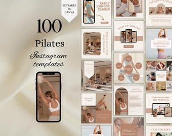 Pilates Instagram Post Templates Canva Editable Templates for Pilates Instructor Coach Neutral Pilates Templates Reformer Studio Marketing