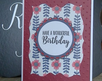 Birthday Handmade Card,Have A Wonderful Birthday, Happy Birthday,Blank Birthday Greetings, Birthday Handmade Note Card, Birthday Handmade