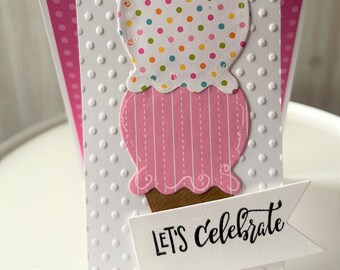 Birthday Youthful Note Card, Greeting Card Happy Birthday Handmade, Handmade Note Card, Celebration, Ice Cream Birthday Greeting Card,