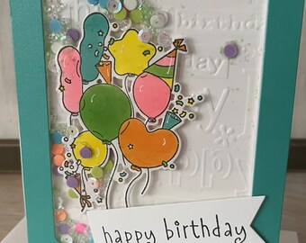 Birthday Shaker Card Handmade Ready To Send, Card Birthday, Birthday Note Card, Celebration Greeting, Handmade Greetings, Note Card Birthday