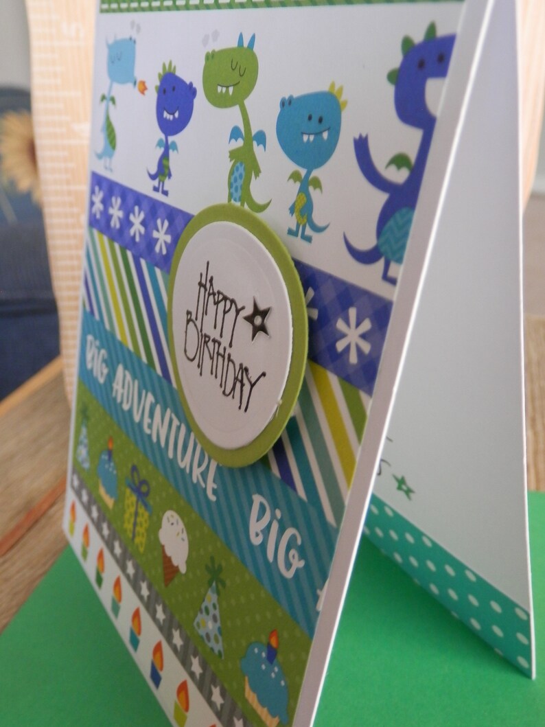 Happy Birthday Dragon Themed Greeting Card Handmade Birthday - Etsy