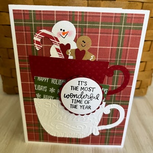 Christmas Handmade Teacup Treats DIY Kit Ready To Create, Holiday Greeting Card Kit, Card Kit, Note Card Kit, Holiday Stationary, image 1