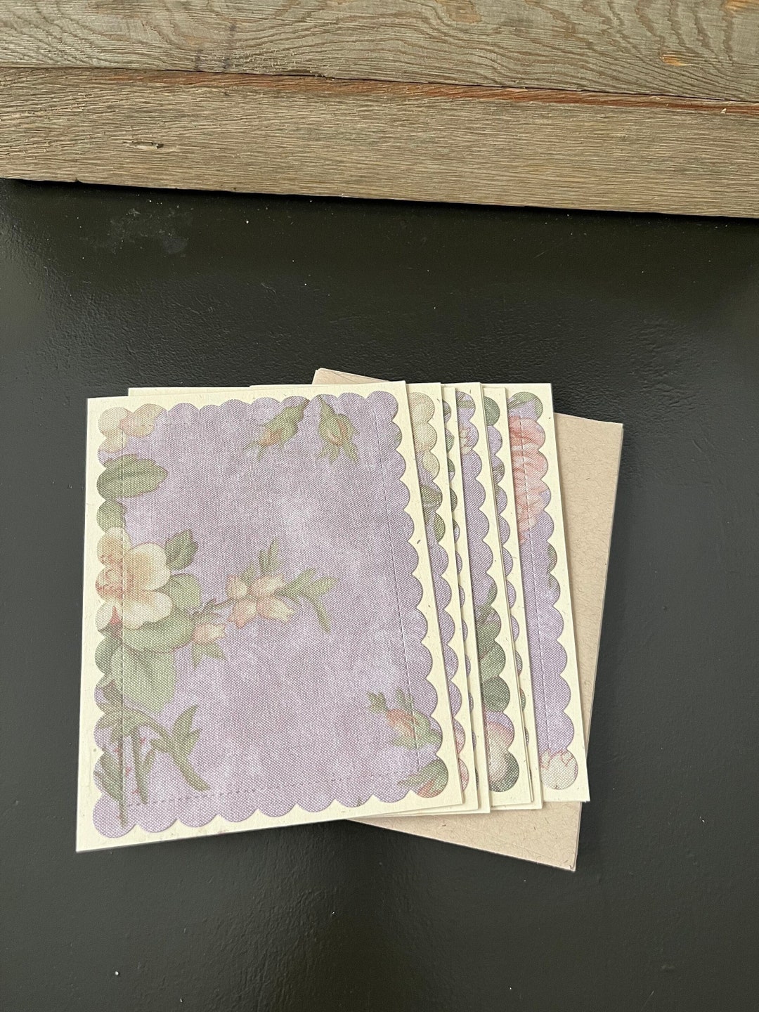 Blank Note Card Set Lavendar Floral, Set of 5 Handcrafted Blank ...