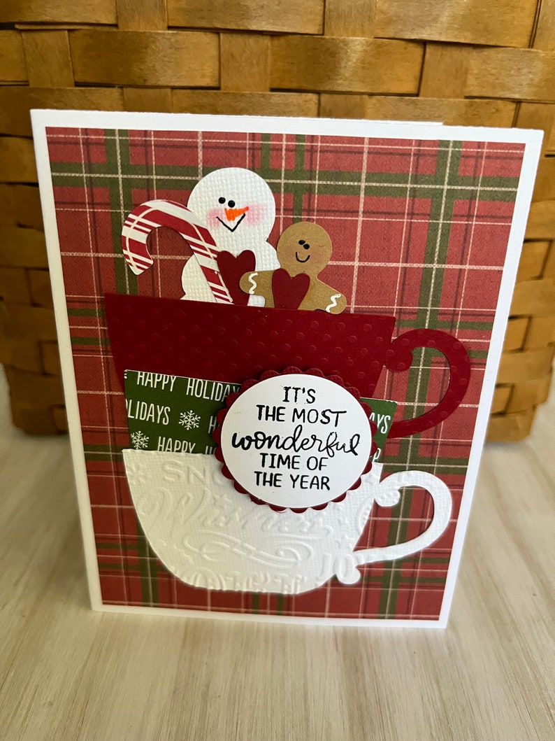 Christmas Handmade Teacup Treats DIY Kit Ready To Create, Holiday Greeting Card Kit, Card Kit, Note Card Kit, Holiday Stationary, imagem 5