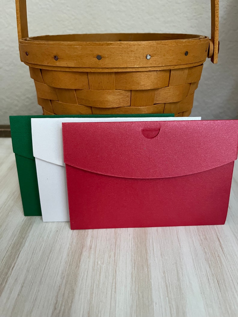 Gift Card Holders Blank Holiday Colors Ready To Decorate, Gift Card 3 Pack, Treat Holders, Quick Gift Packaging image 2