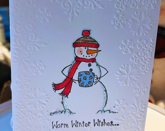 Christmas Snowman Handmade DIY Kit Ready To Create, Holiday Greeting Card Kit, Card Kit, Note Card Kit, Holiday Stationary, Card Set