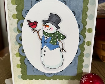 Christmas Holiday Card Kit DIY Handmade, 6 Card Kit, Holiday Snowman, Seasons Greetings, Handmade Holiday Card, Notecard Holiday, Greetings,