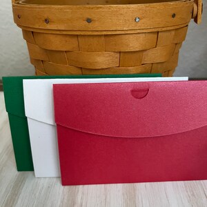 Gift Card Holders Blank Holiday Colors Ready To Decorate, Gift Card 3 Pack, Treat Holders, Quick Gift Packaging image 1