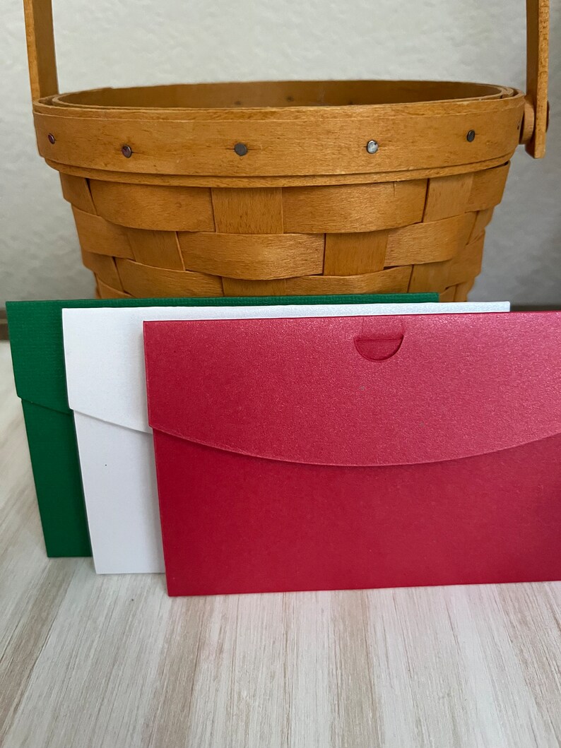 Gift Card Holders Blank Holiday Colors Ready To Decorate, Gift Card 3 Pack, Treat Holders, Quick Gift Packaging image 1