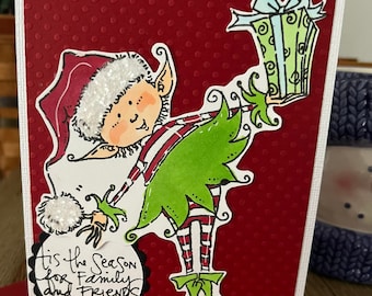 Christmas Holiday Card Kit DIY Handmade, 6 Card Kit, Holiday Elf, Seasons Greetings, Handmade Holiday Card, Notecard Holiday, Greeting Card,