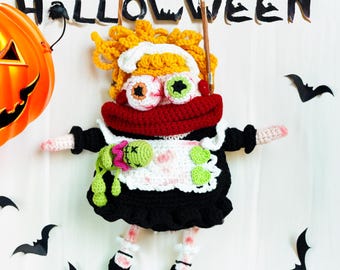 Borsa a tracolla da clown all'uncinetto fatta a mano - Design colorato con bocca grande, divertente accessorio per feste di Halloween e Carnevale, idea regalo unica per lei