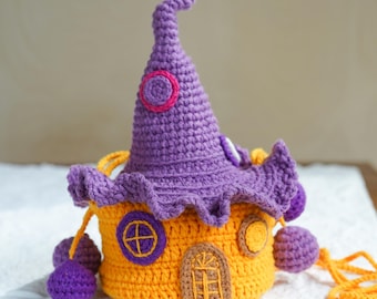 Handmade Crocheted Magical House Crossbody Bag|Unique Witch Purse|Perfect Gift for Halloween,Christmas |personalized trick or treat bags