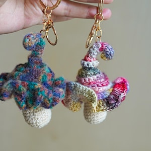 Handmade Crochet Mushroom Keychain–Adorable Bag Charm,Unique Stocking Stuffer,Cute Gift for Nature Lovers,Perfect for Halloween Christmas