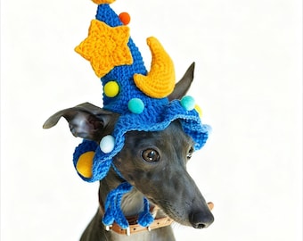 Handmade Crochet Wizard Hat for Pets,Magical Cat & Dog Costume, Halloween, Cosplay, Fantasy Photo Prop,pet wizard costume,halloween pet hat
