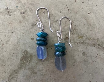 Green Labradorite Earrings Gemstone Sterling Silver