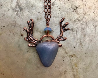 I Am Hopeful, Copper Antlered Crystal Pendant