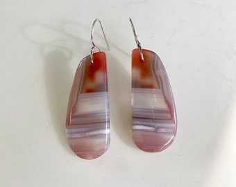 Botswana Agate Gemstone Sterling Silver Earrings