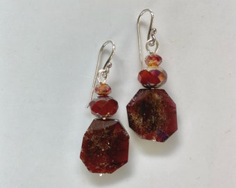 Pomegranate Garnet Gemstone Sterling Silver Earrings