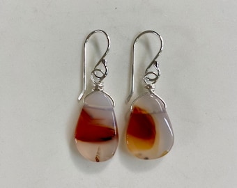 Montana Agate Gemstone Sterling Silver Earrings