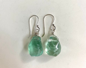 Green Fluorite Simple Chunky Gemstone Earrings