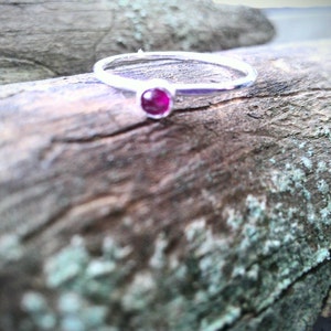 Ruby Ring July Birthstone Gemstone Little Stacking Band Size 8 image 3