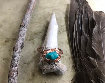 Turquoise Shiny Copper Stacker Ring