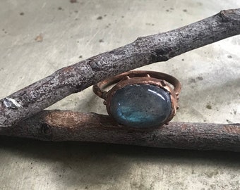 Labradorite Electroformed Copper Ring