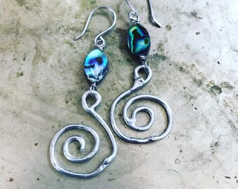 Abalone Spiral Earrings Mermaid Jewelry