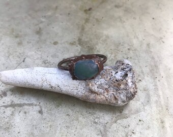 Beach Jade Copper Electroformed Ring size 7 1/2