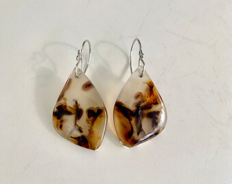 Montana Agate Wing Gemstone Sterling Silver Earrings