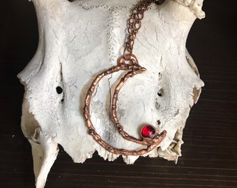 Copper Crescent Blood Moon Necklace