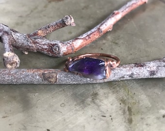 Amethyst Crystal Copper Stacker Ring