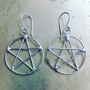Rustic Pentacle Earrings Wiccan Jewelry