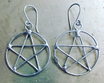 Rustic Pentacle Earrings Wiccan Jewelry