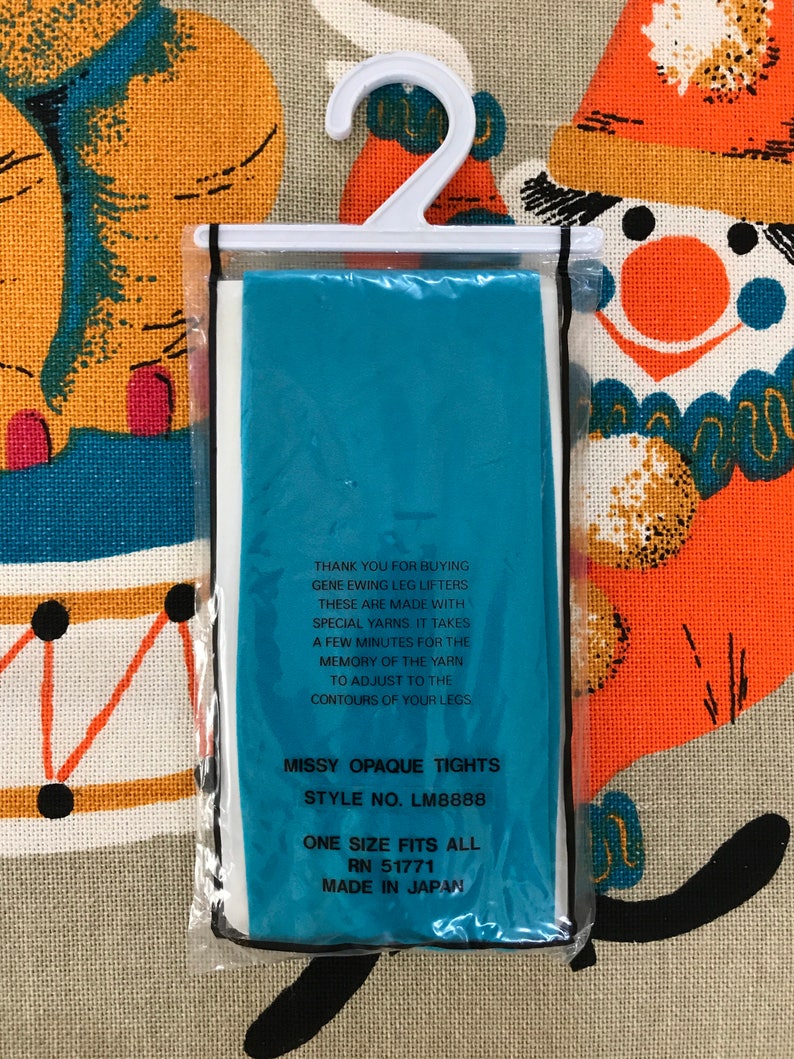 Vintage Deadstock Deep Turquoise Blue Opaque Tights NEVER OPENED