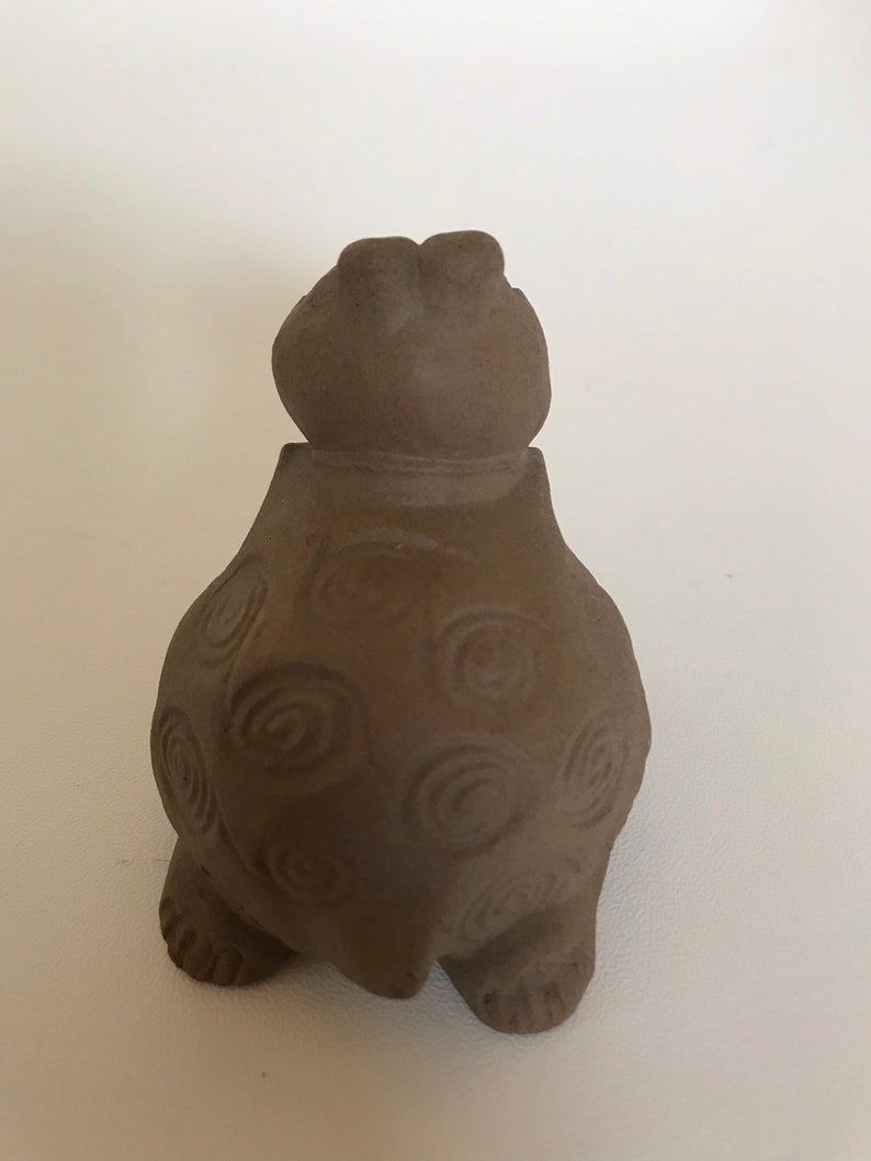 Vintage 60s 70s stoneware frog with bowtie made by PIC USA Pottery