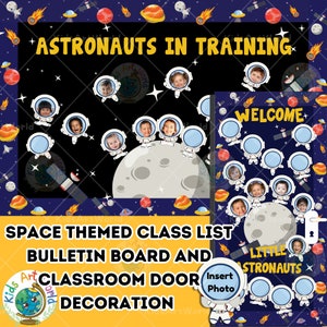 Astronauta Espacio Exterior tema decoración del aula / Decoración de puertas l Tablón de anuncios Regreso a la escuela / Listas de estudiantes /