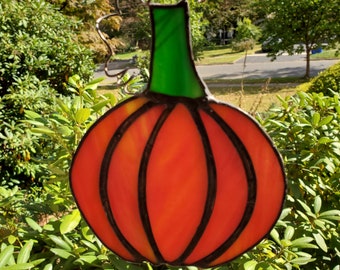 Small Fall/Autumn Pumpkin - Stained Glass -  Suncatcher