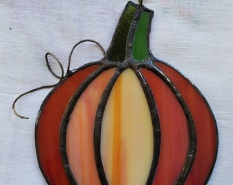 Small Fall/Autumn Pumpkin - Stained Glass  - Suncatcher