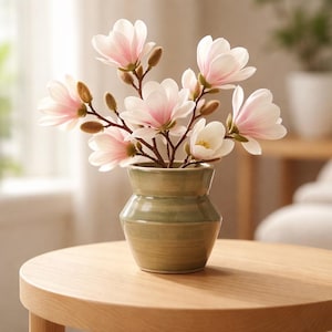 Angular vase in Saint-Amand stoneware ceramic with light celadon glaze - handmade in France