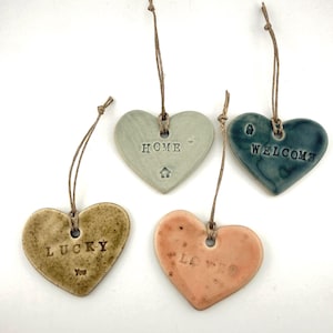 Personalized ceramic heart – custom engraved message, unique gift, handmade in stoneware, 4 colors to choose from
