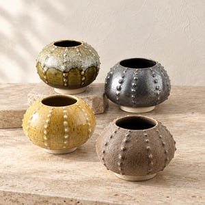 Stoneware Ceramic Sea Urchins – Wabi-Sabi Handcrafted Sculpture – Unique Zen Decorative Object