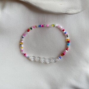 Pulsera de perlas personalizada con nombre, pulsera de letras de perlas, pulsera con nombre, pulsera de perlas de colores personalizada