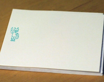 Set of 5 Letterpress Robot Flat Cards